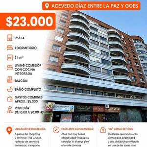 Oportunidad Alquiler Imperdible Apartamento 1 Dormitorio Con Balcón En Tres Cruces - Cuarto Piso