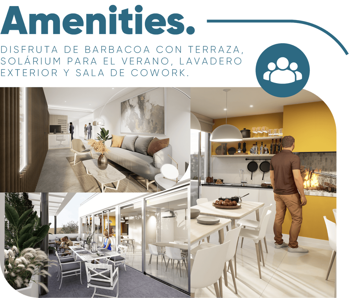 Ameneties. Disfruta de Barbacoa con terraza, solárium para el verano, lavadero exterior y sala de cowork