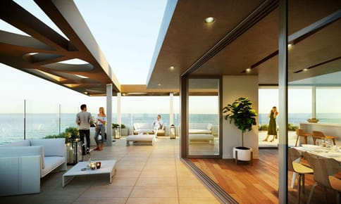 Monoambiente con cocina definida y terraza