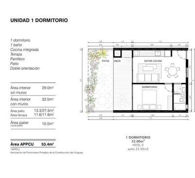 Apto de un dormitorio con parrillero