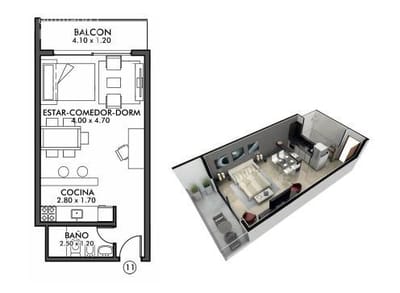 Venta apartamento monoambiente Roosevelt