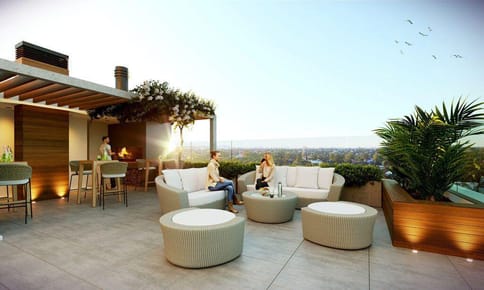 Apto de 1 dormitorio con patio, cocina definida