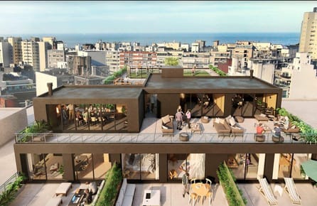 Venta apartamento 2 dormitorios y terraza.  Pocitos. Vivienda promovida-A estrenar