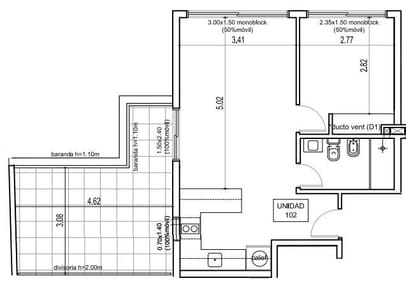 Departamento en Pocitos,  1 dormitorio , 1 baño, amplia terraza