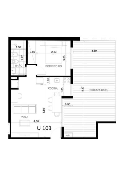 Venta De Apartamento 1 Dormitorio Y Amplia Terraza . Cordón Sur.