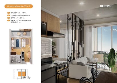 Departamento en venta monoambiente en barrio Recoleta Asunción edificio D Home