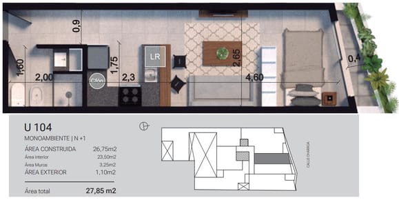 Venta De Apartamento Monoambiente. Zona Pocitos.