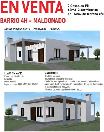 Casa en Maldonado. 4H a estrenar! 2 dormitorios