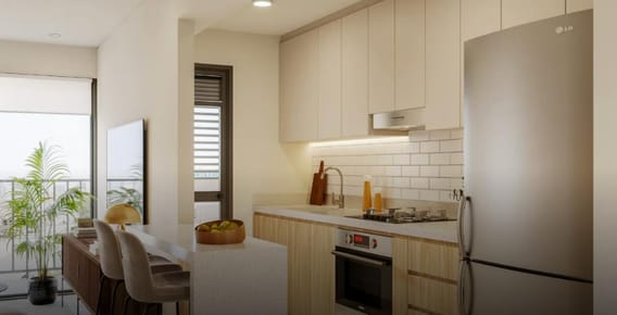 Departamento de 3 dormitorios con cocina cerrada