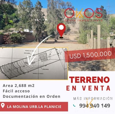 Venta de Terreno Urb. La Planicie - La Molina - Gran oportunidad de inversión