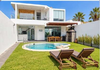 Alquiler Casa con jardín y piscina privada, cerca al mar, Club La Venturosa, Asia
