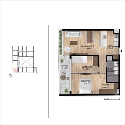 Apartamento de dos dormitorios en venta en Tres Cruces - 414