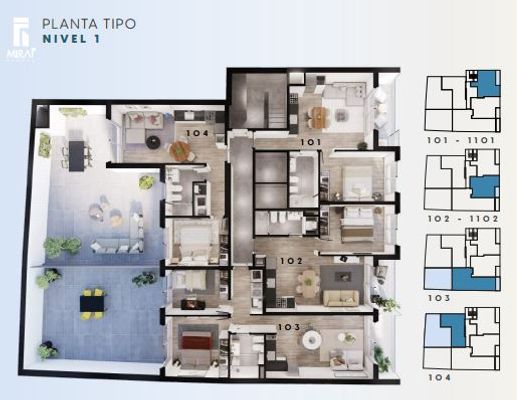 Plano Planta Tipo Nivel 1 — Miraf Arenal